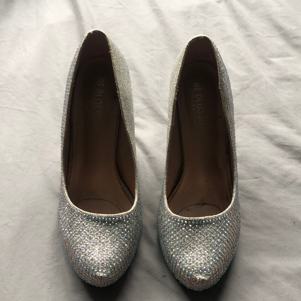 silver sparkle rhinestone pumps WORN ONCE